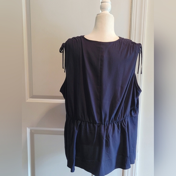 🌺Lane Bryant Peplum Top Drawstring Shoulder Sleeveless Night Sky - Picture 10 of 12